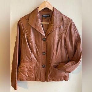 100% Genuine leather jacket, Jones of New york, cognac